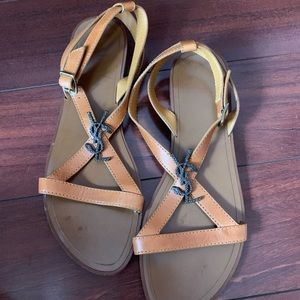 Saint Laurent Logo Brown Strap Sandal size 42